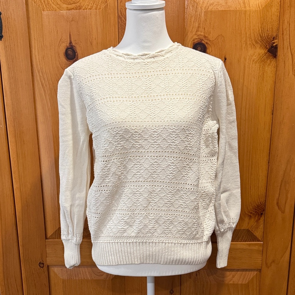 LOFT Cream Textured Knit Sweater